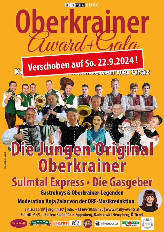 Terminverschiebung Oberkrainer Award 2024 Frohnleiten bei Graz
