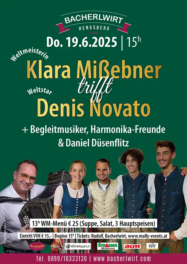 Harmonika-Weltmeister Klara Mißebner und Denis Novato im Bacherlwir Hengsberg