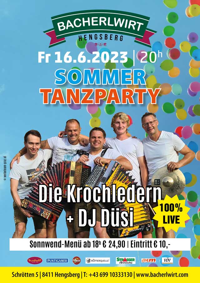 Sommer-Tanzparty mit Die Krochledern im Bacherlwirt Hengsberg