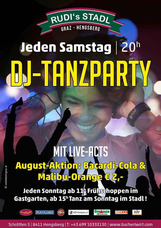 Jeden Samstag DJ-Tanzparty im Bacherlwirt Hengsberg