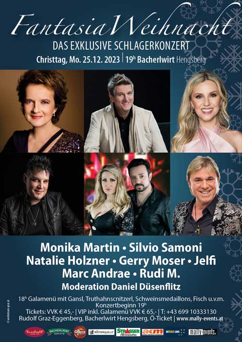 Fantasia Weihnacht Schlagerkonzert Bacherlwirt Hengsberg