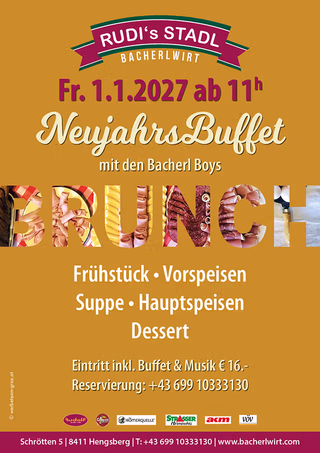 Neujahrsbuffet 2027 im Bacherlwirt Hengsberg