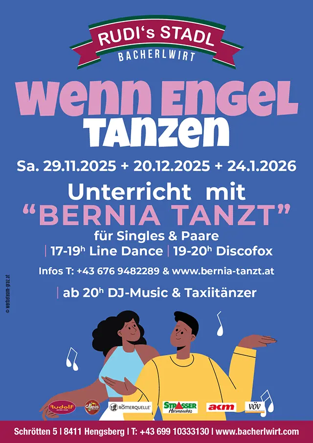 Tanzunterricht mit Bernia, DJ-Music und Taxitänzern im Bacherlwirt Hengsberg