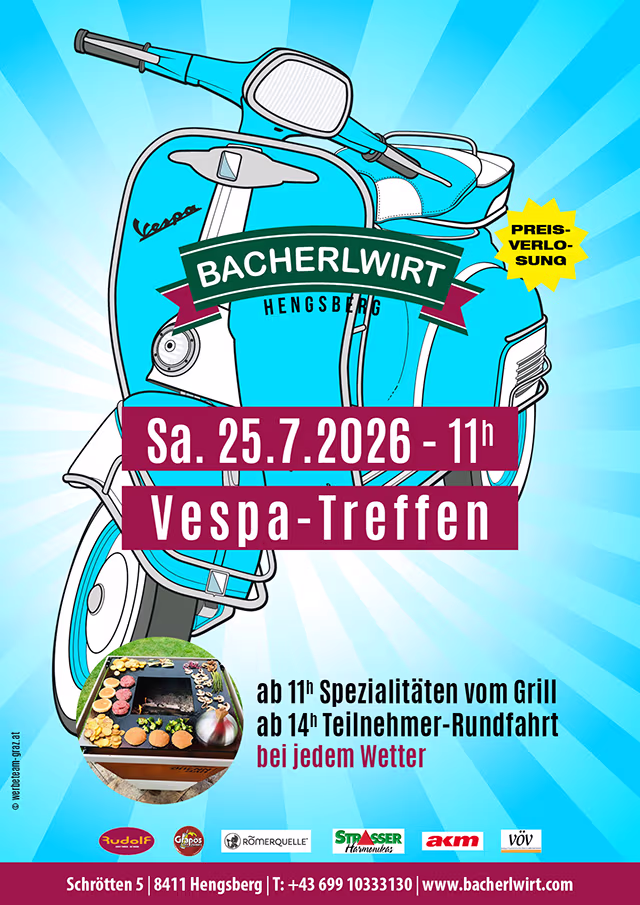 Vespa-Treffen und Tanzparty mit den jungen Wölfen im Bacherlwirt Hengsberg