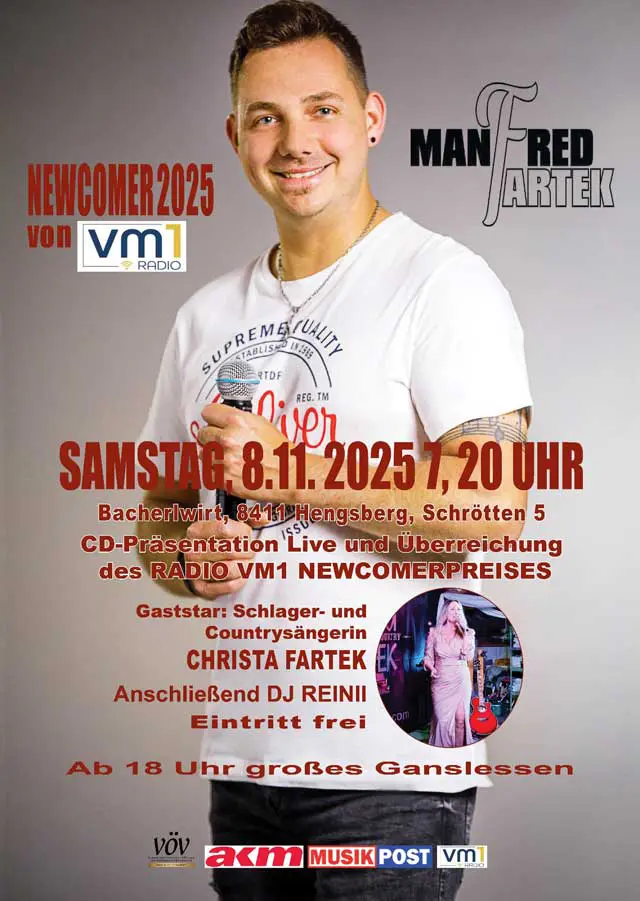 Manfred Fartek Newcomer 2025 im Bacherlwirt Hengsberg